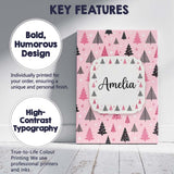 Personalised Name Modern Pink Black Christmas Custom Bespoke  Contemporary Display Canvas Wall Art Print Decor Picture Ready to Hang