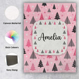 Personalised Name Modern Pink Black Christmas Custom Bespoke  Contemporary Display Canvas Wall Art Print Decor Picture Ready to Hang