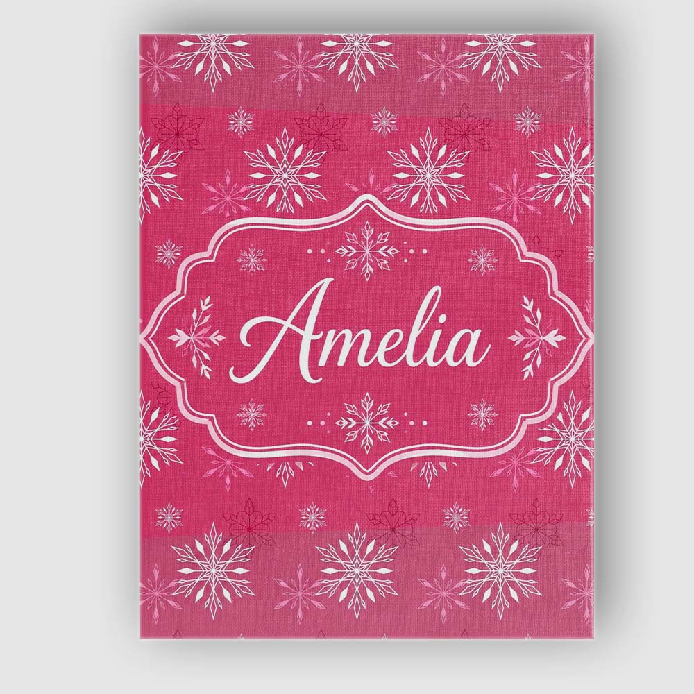 Personalised Name Elegant Red White Snowflake Custom Unique Gift Idea Modern Room Accent Canvas Wall Art Print Decor Picture Ready to Hang