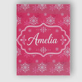 Personalised Name Elegant Red White Snowflake Custom Unique Gift Idea Modern Room Accent Canvas Wall Art Print Decor Picture Ready to Hang
