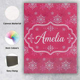 Personalised Name Elegant Red White Snowflake Custom Unique Gift Idea Modern Room Accent Canvas Wall Art Print Decor Picture Ready to Hang