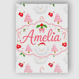 Personalised Name Cute Winter Bird Santa Custom  Unique Gift Idea Elegant Feature Canvas Wall Art Print Decor Picture Ready to Hang