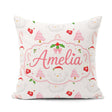 Custom Name Cute Winter Bird Santa Hat Candy Cane Holly Seamless Square Filled Cushion Throw Pillow Sofa Bed Home Decor Zip Washable UK Made