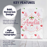 Personalised Name Cute Winter Bird Santa Custom  Unique Gift Idea Elegant Feature Canvas Wall Art Print Decor Picture Ready to Hang
