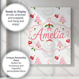 Personalised Name Cute Winter Bird Santa Custom  Unique Gift Idea Elegant Feature Canvas Wall Art Print Decor Picture Ready to Hang