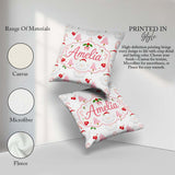 Custom Name Cute Winter Bird Santa Hat Candy Cane Holly Seamless Square Filled Cushion Throw Pillow Sofa Bed Home Decor Zip Washable UK Made