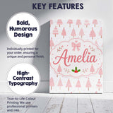 Personalised Name Soft Pink Christmas Tree Custom  Unique Gift Idea Elegant Feature Canvas Wall Art Print Decor Picture Ready to Hang