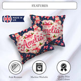 Custom Name Snowman Mittens Stars Winter Seamless Pattern Lovely Square Filled Cushion Throw Pillow Sofa Bed Home Decor Zip Washable UK Made