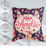 Custom Name Snowman Mittens Stars Winter Seamless Pattern Lovely Square Filled Cushion Throw Pillow Sofa Bed Home Decor Zip Washable UK Made
