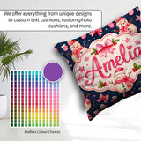 Custom Name Snowman Mittens Stars Winter Seamless Pattern Lovely Square Filled Cushion Throw Pillow Sofa Bed Home Decor Zip Washable UK Made