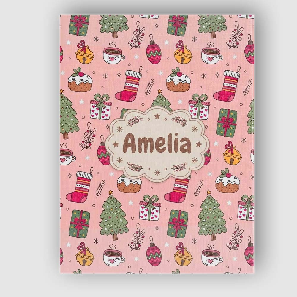 Personalised Name Cute Christmas Tree Custom  Unique Gift Idea Modern Room Accent Canvas Wall Art Print Decor Picture Ready to Hang