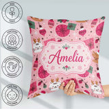 Custom Name Cute Cat Reindeer Christmas Baubles Seamless Pattern Square Filled Cushion Throw Pillow Sofa Bed Home Decor Zip Washable UK Made