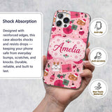 Cute Cat Reindeer Christmas Baubles Gift Seamless Custom Name Protective Phone Case Mobile Cover Durable Everyday Smartphone Shock Resistant