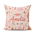Custom Name Scandinavian Christmas Tree Candy Cane Star Seamless Square Filled Cushion Throw Pillow Sofa Bed Home Decor Zip Washable UK Made