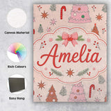 Personalised Name Scandinavian Christmas Custom  Unique Gift Idea Elegant Feature Canvas Wall Art Print Decor Picture Ready to Hang