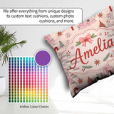 Custom Name Scandinavian Christmas Tree Candy Cane Star Seamless Square Filled Cushion Throw Pillow Sofa Bed Home Decor Zip Washable UK Made