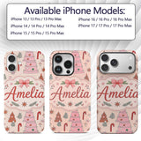Scandinavian Christmas Tree Candy Printed Design Custom Name Protective Phone Case Mobile Cover Durable Everyday Smartphone Shock Resistant