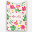 Watercolor Poinsettia Gift Christmas Tree Seamless Pattern Lovely  Personalised Custom Name Super Soft Fleece Blanket Bed Sofa Throw