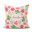 Custom Name Watercolor Poinsettia Christmas Tree Seamless Lovely Square Filled Cushion Throw Pillow Sofa Bed Home Decor Zip Washable UK Made