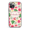 Watercolor Poinsettia Gift Decorative Design Custom Name Protective Phone Case Mobile Cover Durable Everyday Smartphone Shock Resistant