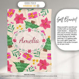 Watercolor Poinsettia Gift Christmas Tree Seamless Pattern Lovely  Personalised Custom Name Super Soft Fleece Blanket Bed Sofa Throw