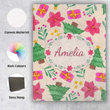 Personalised Name Watercolor Poinsettia Custom  Modern Room Accent Elegant Feature Canvas Wall Art Print Decor Picture Ready to Hang