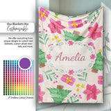 Watercolor Poinsettia Gift Christmas Tree Seamless Pattern Lovely  Personalised Custom Name Super Soft Fleece Blanket Bed Sofa Throw