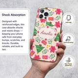 Watercolor Poinsettia Gift Decorative Design Custom Name Protective Phone Case Mobile Cover Durable Everyday Smartphone Shock Resistant