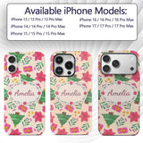 Watercolor Poinsettia Gift Decorative Design Custom Name Protective Phone Case Mobile Cover Durable Everyday Smartphone Shock Resistant