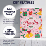 Personalised Name Christmas Bells Custom  Modern Room Accent Contemporary Display Canvas Wall Art Print Decor Picture Ready to Hang