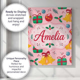 Personalised Name Christmas Bells Custom  Modern Room Accent Contemporary Display Canvas Wall Art Print Decor Picture Ready to Hang