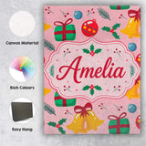 Personalised Name Christmas Bells Custom  Modern Room Accent Contemporary Display Canvas Wall Art Print Decor Picture Ready to Hang