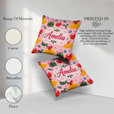 Custom Name Christmas Bells Baubles Holly Berry Seamless Pattern Square Filled Cushion Throw Pillow Sofa Bed Home Decor Zip Washable UK Made