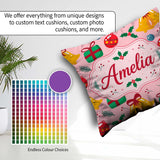 Custom Name Christmas Bells Baubles Holly Berry Seamless Pattern Square Filled Cushion Throw Pillow Sofa Bed Home Decor Zip Washable UK Made