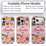 Christmas Bells Gift Baubles Holly Berry Seamless Custom Name Protective Phone Case Mobile Cover Durable Everyday Smartphone Shock Resistant