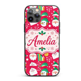 Cute Santa Snowman Christmas Letter Gift Seamless Custom Name Protective Phone Case Mobile Cover Durable Everyday Smartphone Shock Resistant