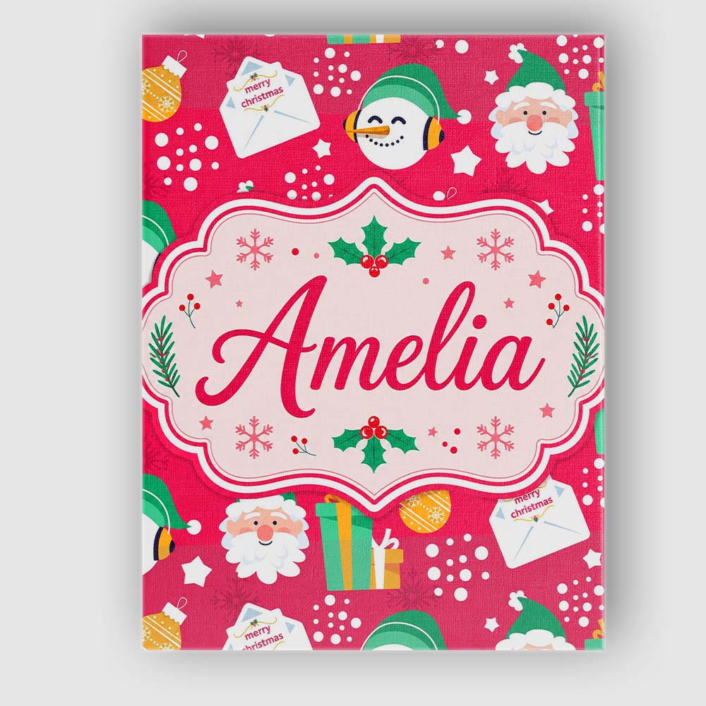 Personalised Name Cute Santa Snowman Custom Premium Decorative Design Modern Room Accent Canvas Wall Art Print Decor Picture Ready to Hang
