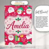 Cute Santa Snowman Christmas Letter Gift Seamless Pattern Lovely  Personalised Custom Name Super Soft Fleece Blanket Bed Sofa Throw