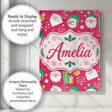 Personalised Name Cute Santa Snowman Custom Premium Decorative Design Modern Room Accent Canvas Wall Art Print Decor Picture Ready to Hang