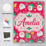 Personalised Name Cute Santa Snowman Custom Premium Decorative Design Modern Room Accent Canvas Wall Art Print Decor Picture Ready to Hang
