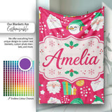 Cute Santa Snowman Christmas Letter Gift Seamless Pattern Lovely  Personalised Custom Name Super Soft Fleece Blanket Bed Sofa Throw