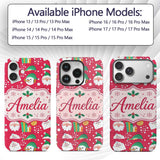 Cute Santa Snowman Christmas Letter Gift Seamless Custom Name Protective Phone Case Mobile Cover Durable Everyday Smartphone Shock Resistant
