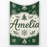 Knitted Style Snowflake Christmas Tree Seamless Pattern Lovely  Personalised Custom Name Super Soft Fleece Blanket Bed Sofa Throw