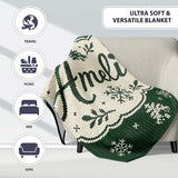 Knitted Style Snowflake Christmas Tree Seamless Pattern Lovely  Personalised Custom Name Super Soft Fleece Blanket Bed Sofa Throw