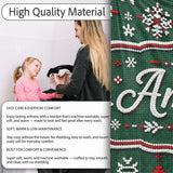 Knitted Red White Christmas Tree Snowflake Seamless Pattern Lovely  Personalised Custom Name Super Soft Fleece Blanket Bed Sofa Throw