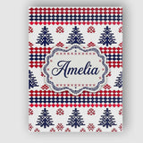 Personalised Name Nordic Red Blue Christmas Custom  Bespoke Interior Contemporary Canvas Wall Art Print Decor Picture Ready to Hang
