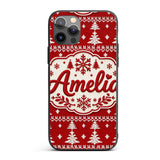 Knitted Nordic Snowflake Christmas Printed Design Custom Name Protective Phone Case Mobile Cover Durable Everyday Smartphone Shock Resistant