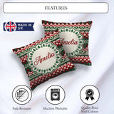 Custom Name Festive Knitted Fair Isle Christmas Pattern Seamless Square Filled Cushion Throw Pillow Sofa Bed Home Decor Zip Washable UK Made