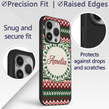 Festive Knitted Fair Isle Christmas Pattern Printed Design Custom Name Protective Phone Case Mobile Cover Durable Smartphone Shock Resistant