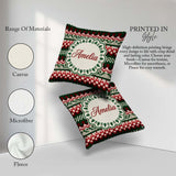Custom Name Festive Knitted Fair Isle Christmas Pattern Seamless Square Filled Cushion Throw Pillow Sofa Bed Home Decor Zip Washable UK Made